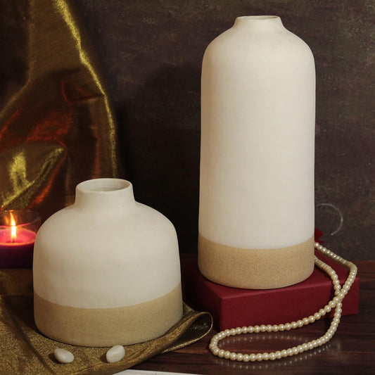 Flower Vase Set of 2 (9.8 & 5.5 Inches) for Home Decorative Ceramic Flowers Vase