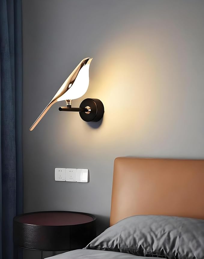 Modern Metal Chirpy LED Bird Light for Wall Luxury & Elegant Decor