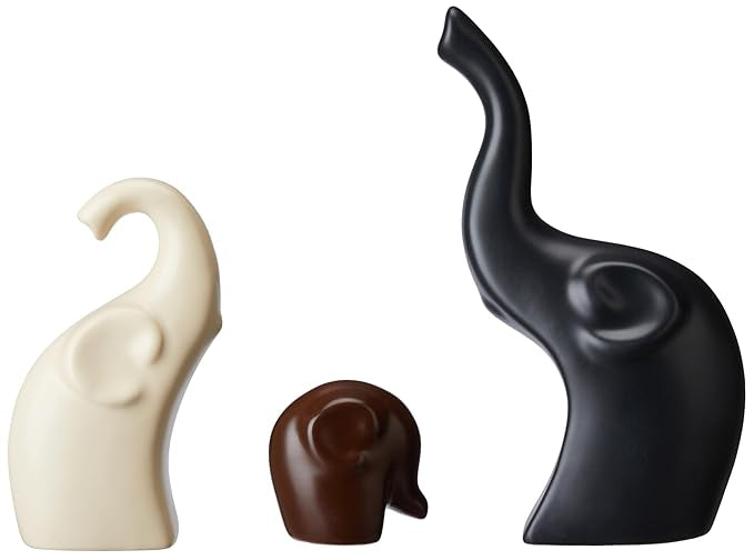 Elephant Family Matte Finish Ceramic Fantasy Figures(Set of 3 Pieces)