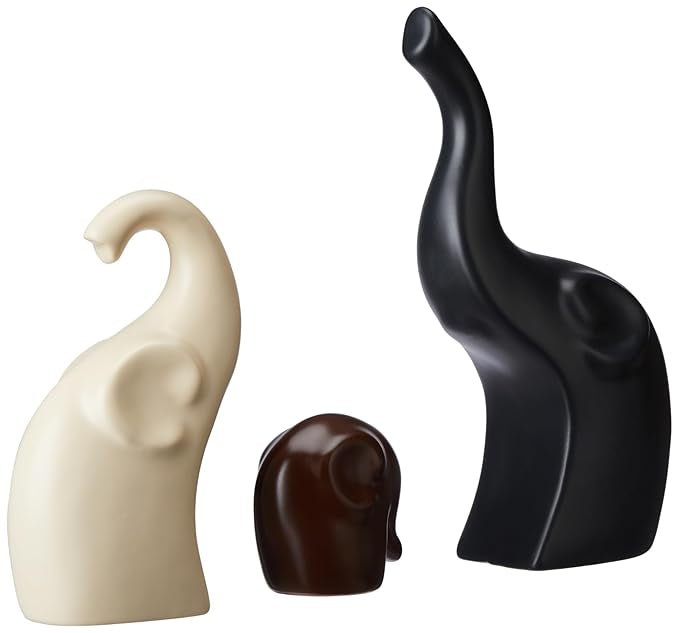 Elephant Family Matte Finish Ceramic Fantasy Figures(Set of 3 Pieces)