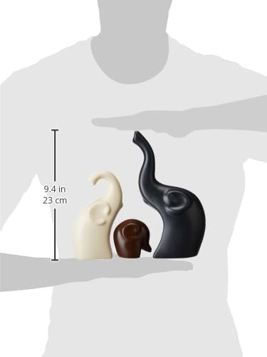 Elephant Family Matte Finish Ceramic Fantasy Figures(Set of 3 Pieces)