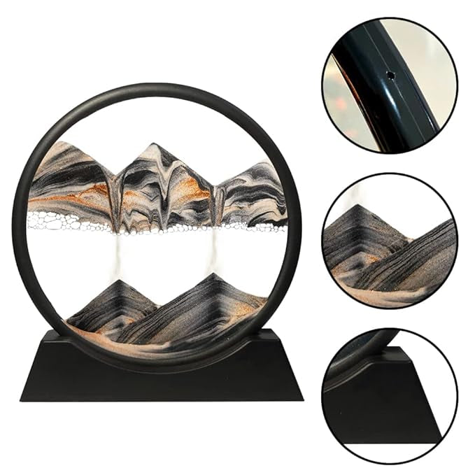3D Moving Sand Art Picture Glass Liquid Painting Natural Landscape Showpiece