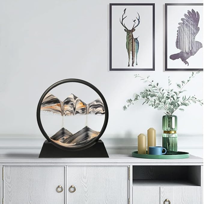 3D Moving Sand Art Picture Glass Liquid Painting Natural Landscape Showpiece