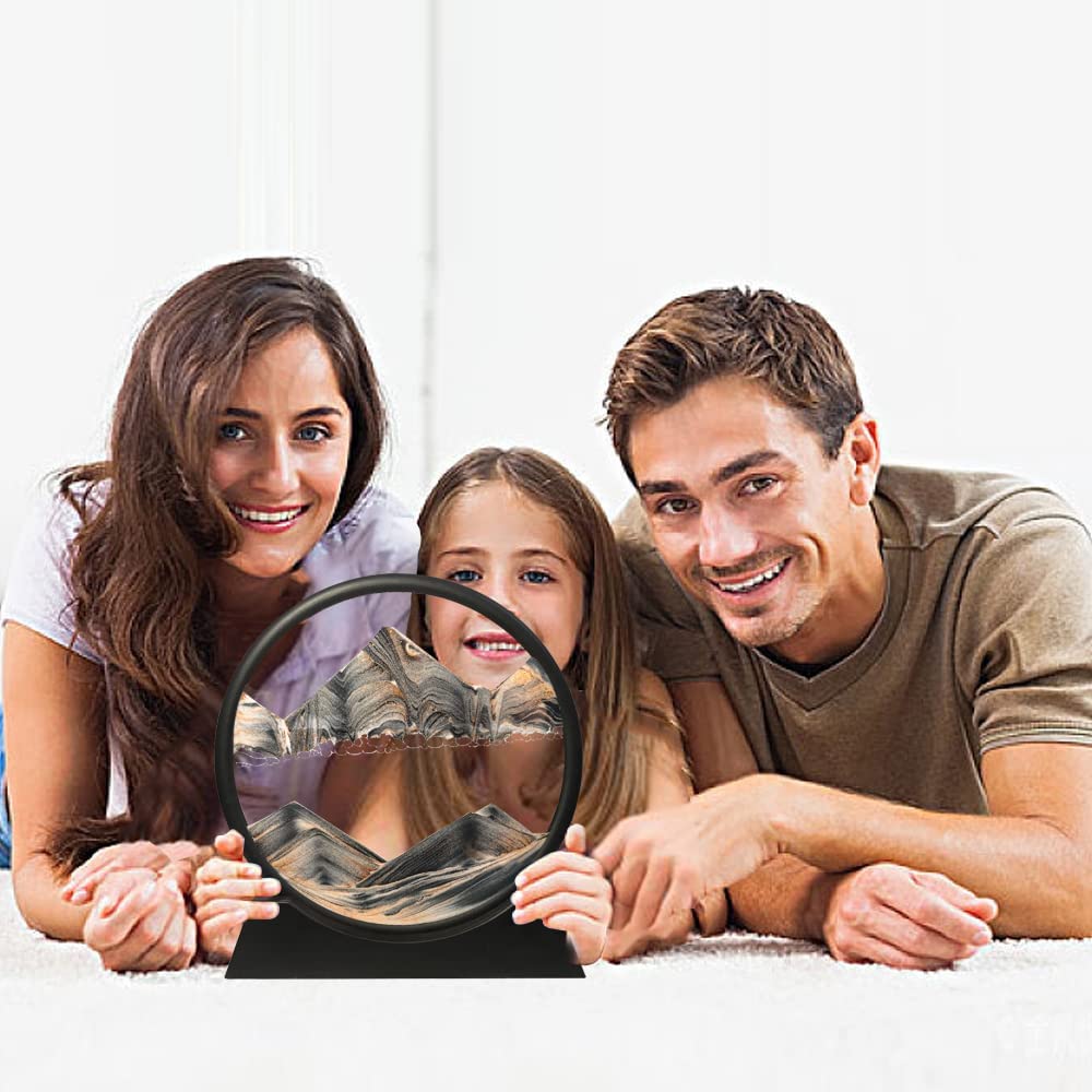 3D Moving Sand Art Picture Glass Liquid Painting Natural Landscape Showpiece
