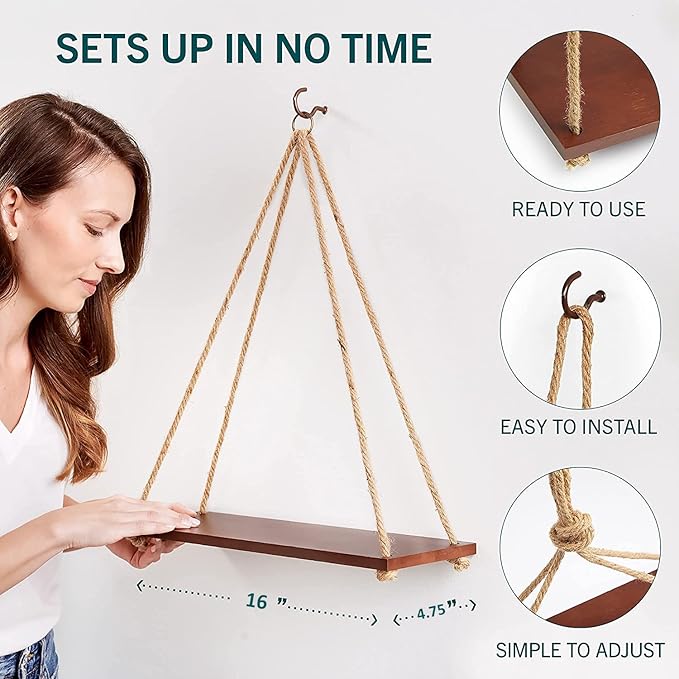 Adjustable Rope Hanging Shelf