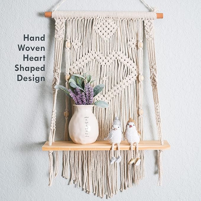 Macrame Indoor Wall Hanging Floating Shelves