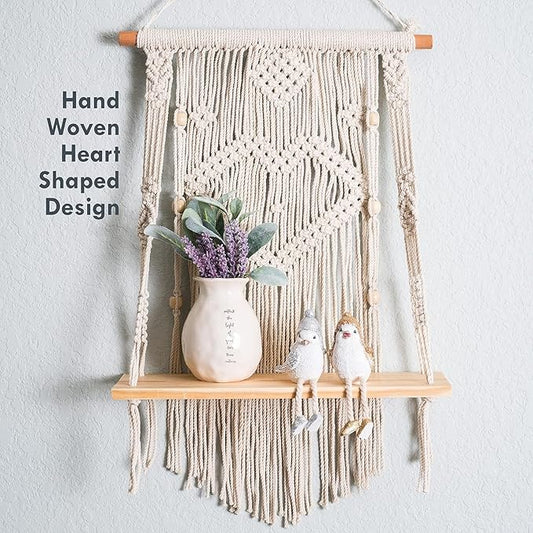 Macrame Indoor Wall Hanging Floating Shelves