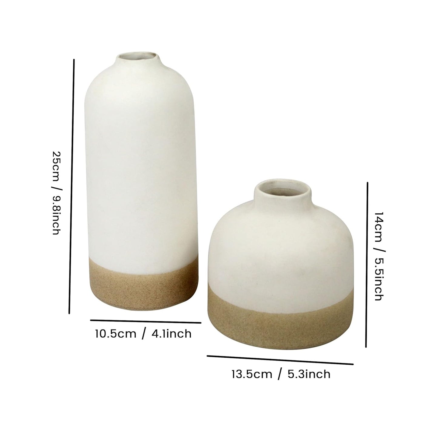 Flower Vase Set of 2 (9.8 & 5.5 Inches) for Home Decorative Ceramic Flowers Vase