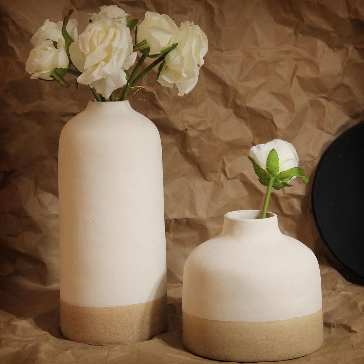 Flower Vase Set of 2 (9.8 & 5.5 Inches) for Home Decorative Ceramic Flowers Vase