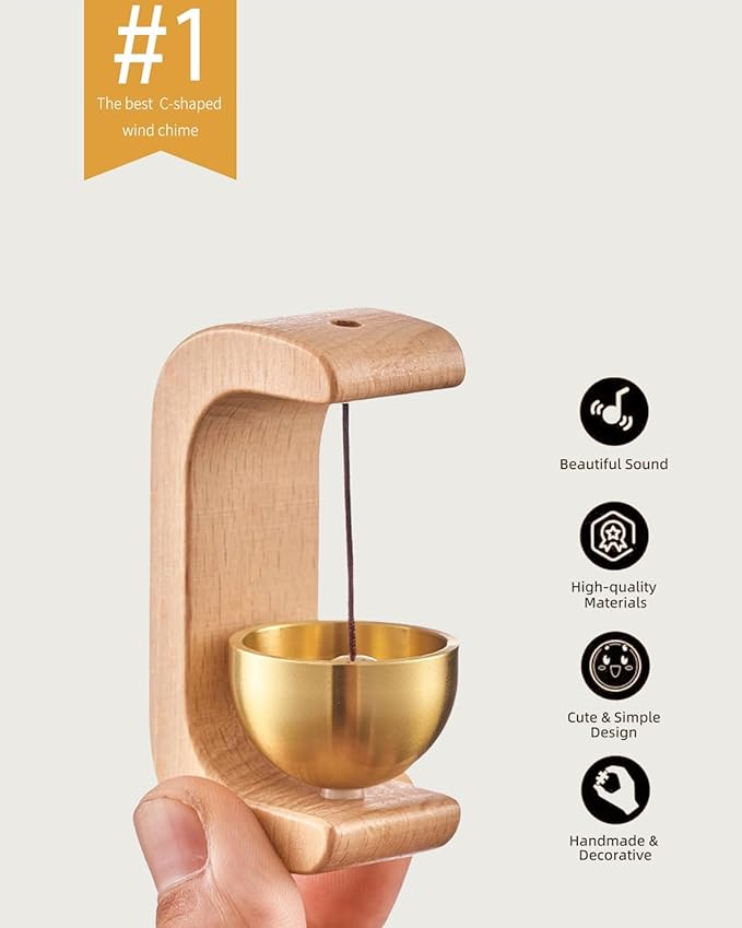 Magnetic Shopkeeper’s Bell – Wood & Brass Door Chime