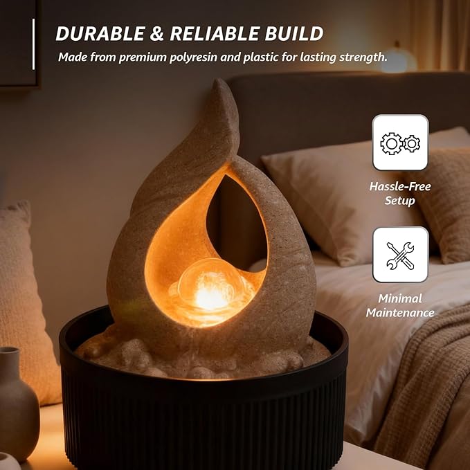 Tabletop Sand Textured Fountain with LED